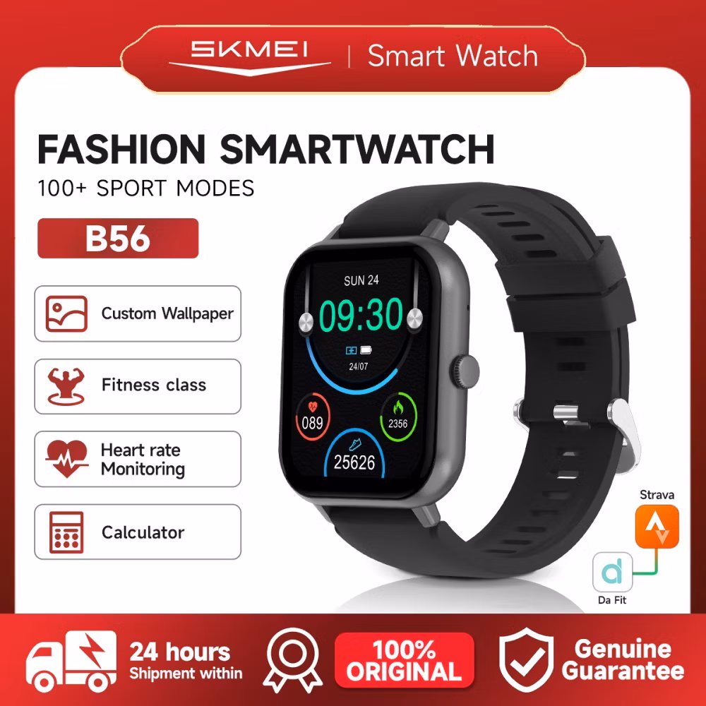 Skmei B56 Smartwatch 1.83" Pria Wanita - Kalkulator, Bluetooth Call, IP67, Cek Oksigen