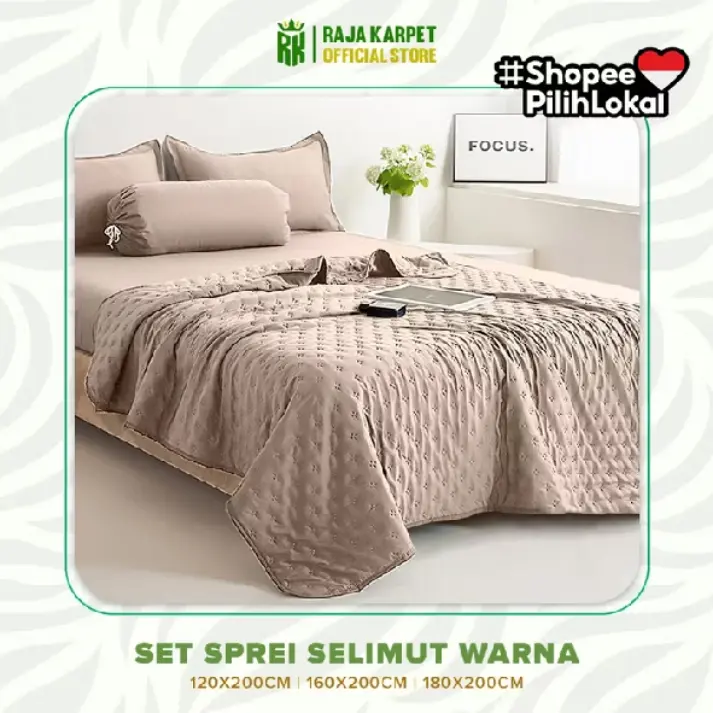 Set Selimut Sprei Jepang / Sprei Set Sarung Bantal Guling & Bedcover Polos Microtex