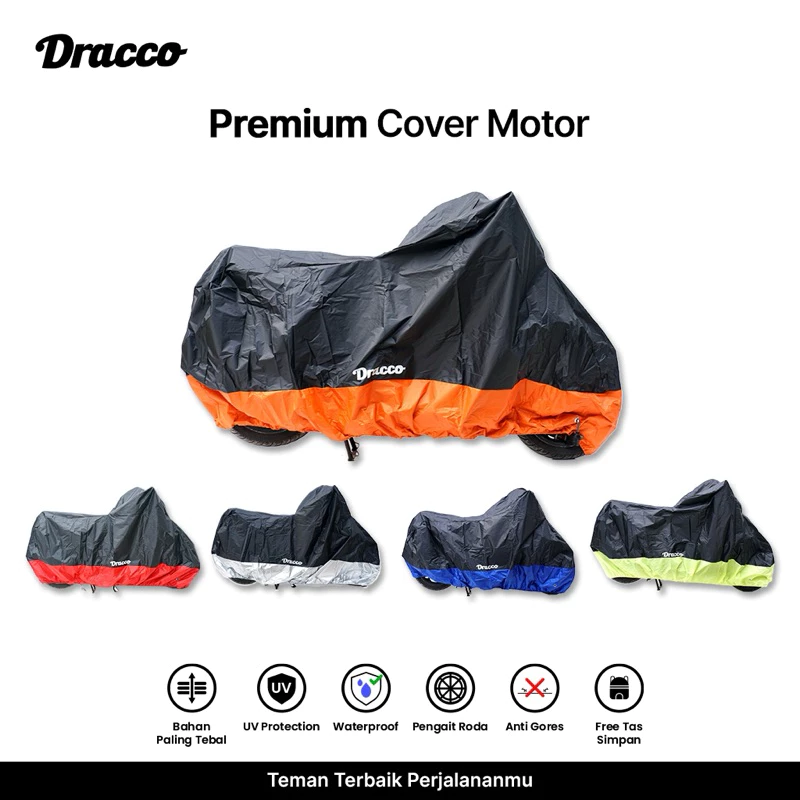 Cover Motor Waterproof DRACCO – Sarung Motor Tebal Anti Panas Hujan UV Protection Free Tas Simpan